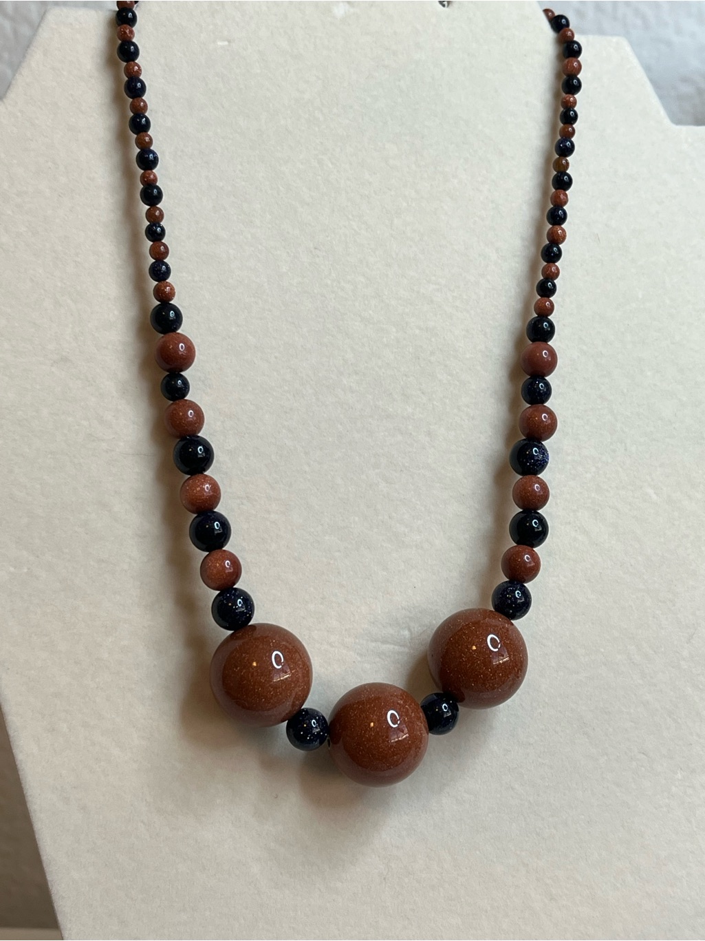 Goldstone Gemstone Beaded Necklace Choker 16â